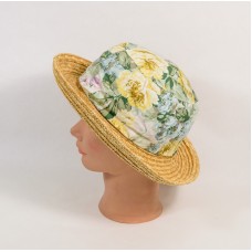 VTG 80s 90s Betmar Italy Straw & Cotton Rose Floral Sun Bucket Gardening Hat  eb-92935894